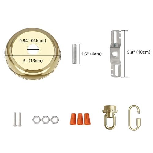 Eumyviv 10 Feet Heavy Duty Gold Chain with 5\" Light Canopy Kit for Chandelier, Swag Light Kit Light Fixture Mounting Bracket for Hanging Light,L0019 - Thumbnail 7