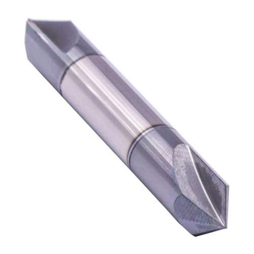 Image of 3 /8 inch 2 Flute 90 Double End Solid Carbide Chamfer End Mill - AlTiN Coated | 90 Chamfer Angle, V Groove Router, 3 /8 inch Shank 2-1 /2 inch OAL For Milling Wood, Alloy Steel, Carbon Steel, Cast Iron, Copper
