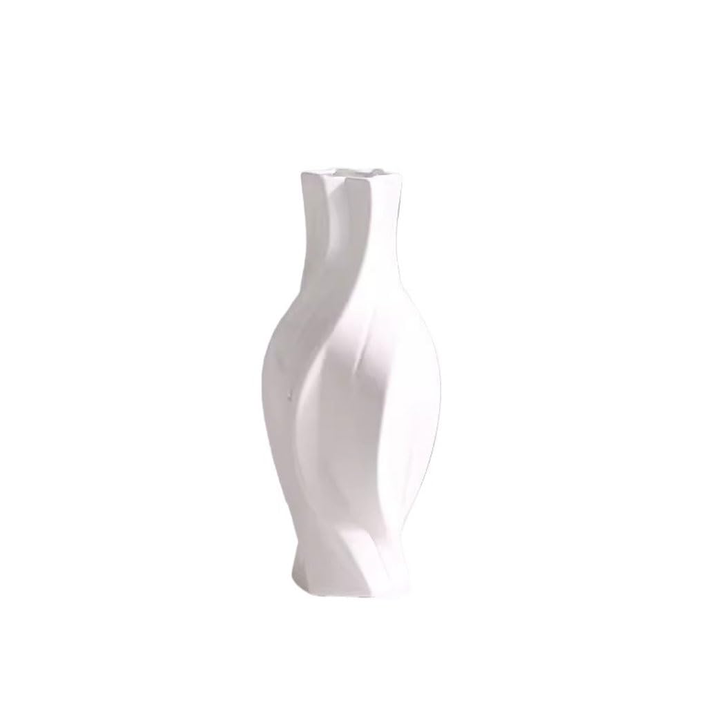 Floreros para Ramo Jarrón de cerámica Simple nórdico, Adornos, jarrón de línea Creativa, Cultivo de Agua, decoración versátil for el hogar Decoraciones De Mesa Central(White,M)