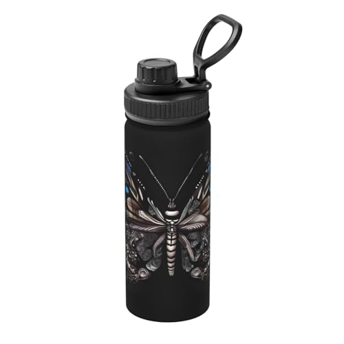 Science Butterfly - Botella de agua aislada al vacío, botella de agua aislada de acero inoxidable de 18 onzas, adecuada para deportes al aire libre, camping, gimnasio, deportes, termo aislado