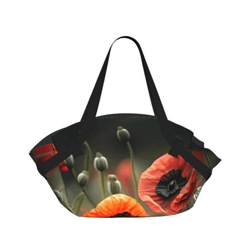 Sac de voyage pliable coquelicots pour vos journées pique-nique au parc