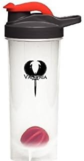 Shaker Bottle by Valkyria, With Weighted Ball, Leak Proof Lid, BPA Free, Ergonomic Handle, 24oz (Red)