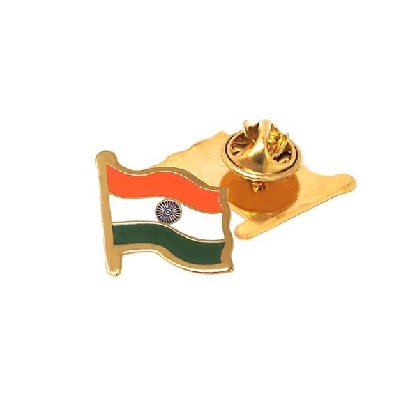 Brass Metal Indian National Flag Badge With Pin for Shirt, Flag Lapel Pin For Cloth Indian Flag Brooch, Magnet Badge for Men and Women-image-45