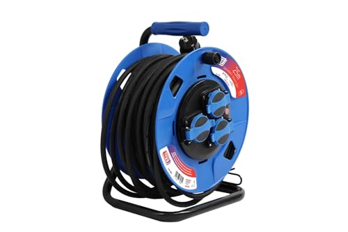 Tayg Carrete de Cable H05RR-F 3G1,5 IP55 25m Azul Automático Montaje en Pared Heavy-Duty