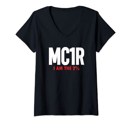 Womens MC1R Gene I Am The 2% Funny Redhead Ginger Red Hair V-Neck T-Shirt