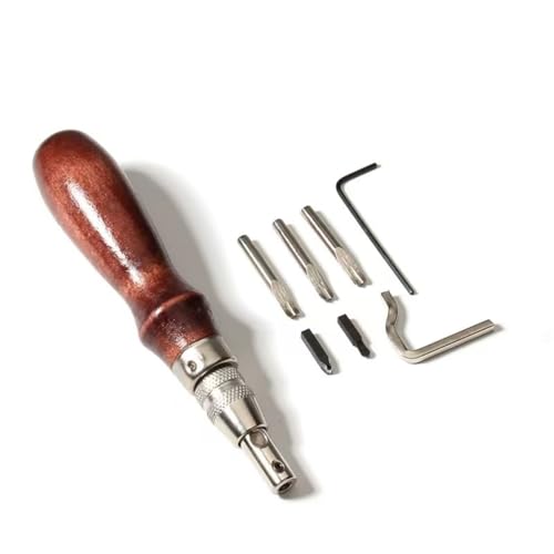 Citian 7pcs Pro Adjustable Leather Stitching Groover, Leather Edge Bevelers, DIY Leathercraft Working Tools, Sew Crease Leather Carving Cutting Edging Tools, Leather Grooving Tool