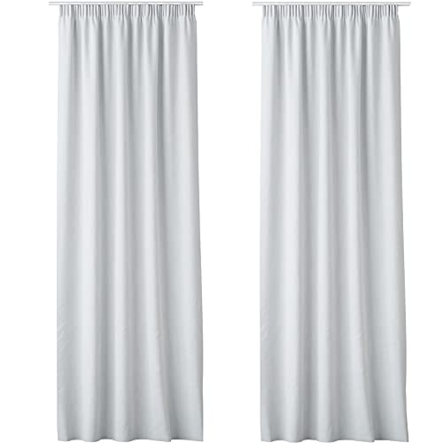 JEMIDI 2x Vorhang blickdicht 140x250cm - 2er Set Gardine mit Kräuselband Universalband - 100% Polyester Schal lang für Wohnzimmer Schlafzimmer - weiß
