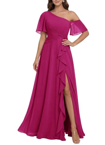 Robe formelle plissée longue asymétrique pour soirée chic ZMKI845