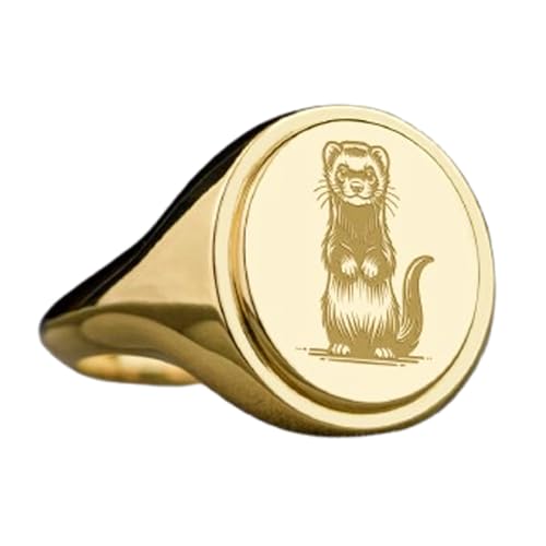 Bague Furet argent chevalière plaquée or et bague ovale taille 5 à 12,5 US