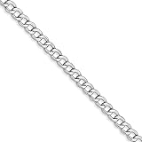 Black Bow Jewelry 3.35mm, 14K White Gold, Hollow Curb Link Chain Necklace, 22 Inch