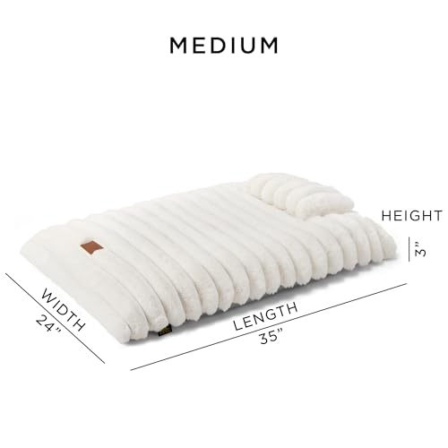 Town & Country Luxe CuddleTown Ribbed Bubble Stripe Pillow Crate Mat Pet Bed, Machine Washable Cover, Soft & Calming, Non-Slip Bottom, Cream, Medium 35"x24"x3" by TOWN & COUNTRY LUXE - Image 2