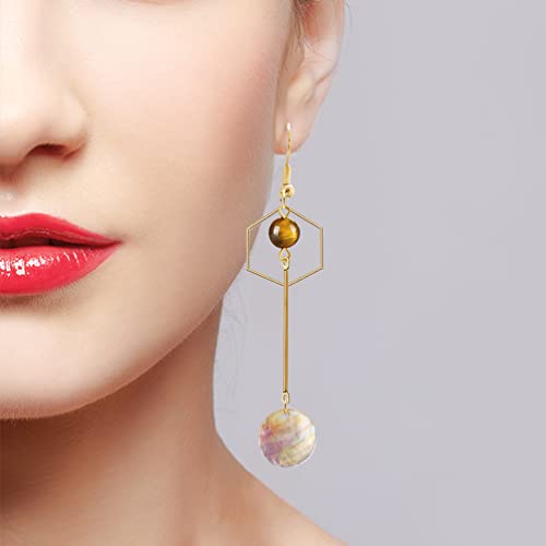 Mismatch Asymmetry Abstract Drop Dangle Abalone Shell Earrings For Woman And Girls (Upgrade Black Shell) #TOP3