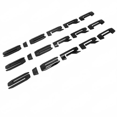 Image of 3pack 2019-2026 Big Sierra Emblem Door Rear Liftgate Nameplate 3D Badge Replacement for Sierra 1500 2500HD 3500HD 84287337 (Gloss All Black)