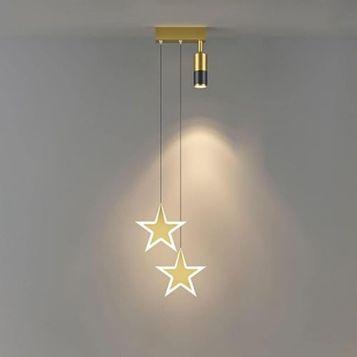 Lámpara de Techo Colgante de Metal Dorado con rotación de 360° y Ajuste para habitación Infantil, Moderna lámpara LED de Techo para Cocina, Sala de Estar y Dormitorio, Color Neutro (luz cálida).