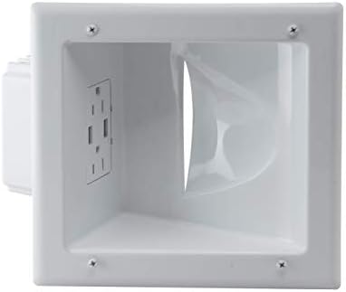DATA COMM Electronics 45-0231-WH USB Recessed Media Box with Duplex Receptacle and 4.0 Amp Dual USB Ports XX-Large