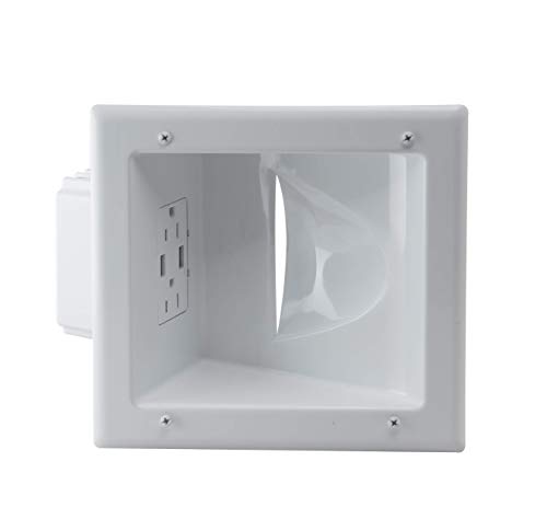 DATA COMM Electronics 45-0231-WH USB Recessed Media Box with Duplex Receptacle and 4.0 Amp Dual USB Ports