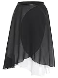 Yhong Falda de ballet para mujer, de gasa, para danza, estándar latina, asimétrica, para gimnasia, ballet, dancewear, Negro , M