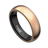 Ridge Rounded Ring Set 6mm - 18K Rose Gold - Tungsten - 14