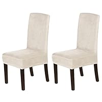 Fodere Elasticizzate In Velluto Per Sedie Da Pranzo - Set Da 6, Beige, Lavabili, Per Matrimoni E Ricevimenti