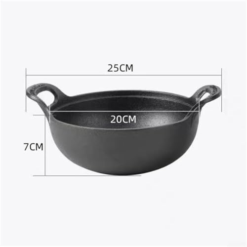 Wok de hierro fundido con asas y tapa de madera 20 cm miniatura 2