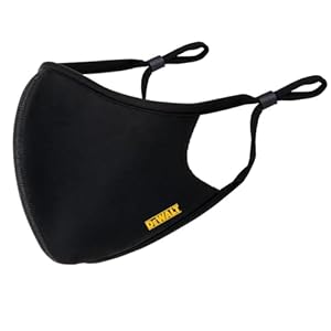 DEWALT Breathable Cloth Face Masks — Adjustable Earloops and Removable Neckstrap — Black — 2-Pack