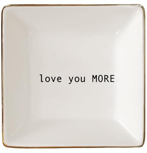 Simply Charmed Love You More Gift | Husband and Wife Aniversary Ring Dish | Jewelry Ring Holder | Elegant Trinket Tray Organizer Dish | Gift for Loved One, Mom, Sister, Niece, Grandmother, Friend