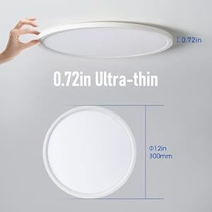 6 Pack 12 Inch Hardwired Dimmable LED Flush Mount Ceiling Light Fixtures, 24W 2640LM 3000K/4000K/5000K, House Upgrade Led Lights for Bedroom Hallway Laundry Room Rental Units, 240W Equiv., Black — photo 4 of 6