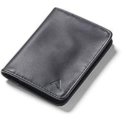 Allett Hybrid Card Wallet, Onyx Black | Leather, RFID Blocking, Vertical Layout | Minimalist, Bifold, Card Holder, Water Resistant, Thin, Front Pocket | Holds 3-10+ Cards, Cash