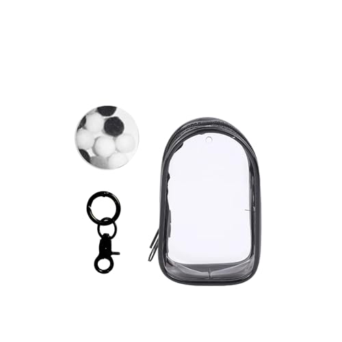 Image of Clear Figure Display Bag with Keychain for Mystery Box Mini Figures Doll Carrying Display Case Keychain Pouch for Collectibles (Black, Cabin)