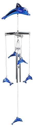 Ebros Nautical Marine Blue Swimming Dolphin Wind Chime 22" Long Acrylic Glass With Aluminum Rods Home Patio Garden Decor Of Dolphins Under The Sea Life Coastal Ocean Decorative Noisemakers #TOP14