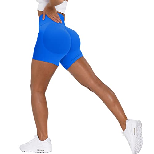 Unthewe Workout Butt Lifting Shorts for Women High Waisted Seamless Gym Yoga Booty Shorts, Booty Royal Blue, S