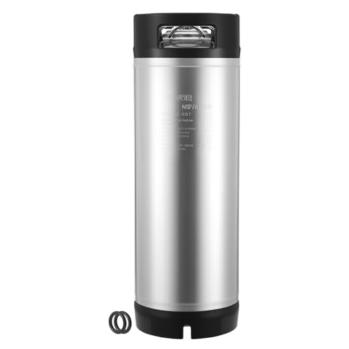 VEVOR Corny Keg, 5 Gallon Ball Lock Keg, SUS304 Cold Brew Kegs with Dual Rubber Handles & Heavy-Duty Rubber Bottom, Brewing Equipment for Home Brewing Party, 1 PCS