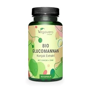 Vegavero BIOLOGISCHE GLUCOMANNAN-capsules | 4000 mg dagelijkse dosis | voor gewichtsverlies* | met organisch chroom en organisch zink uit plantenextracten