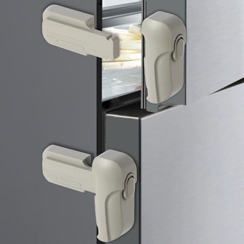 Image of Fridge Lock for Kids - Refrigerator Lock & Freezer Lock, 2-Pack Dual Mode, Child Proof, Adhesive No-Drill Fridge Child Lock to Keep Fridge/Freezer Door Closed - Keep Toddlers & Pets Safe(Gray)