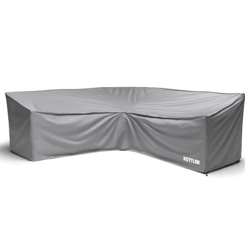 Image of KETTLER Tudor Mini Corner Sofa Protective Cover – Tailored Water-Repellent Outdoor Garden Furniture Cover with Secure Pull Cords – Grey – 0997415-PC