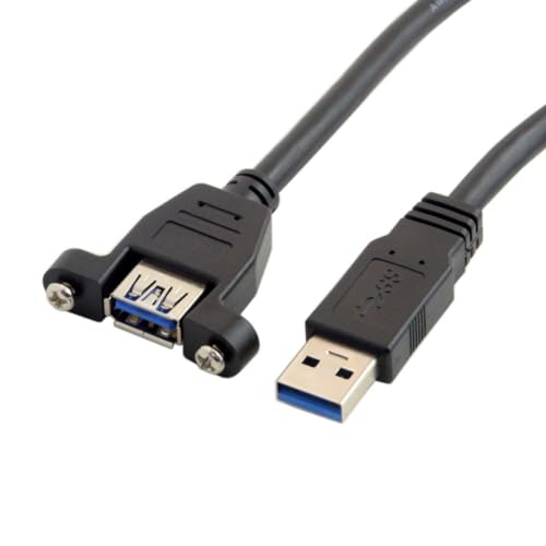 chenyang USB 3.0 Male to Female Extension Data Cable with Panel Mount Screws 0.5M