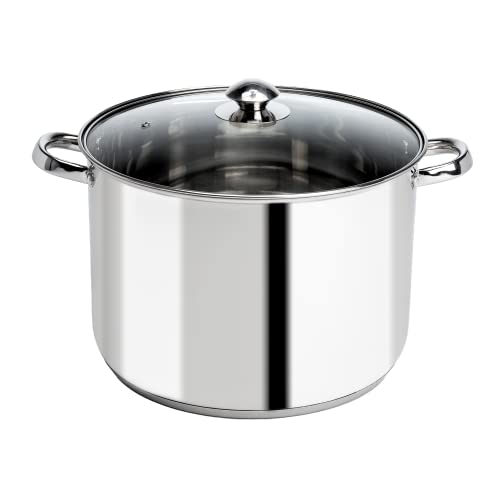 Ecolution Pure Intentions Stock Pot - Features Tempered Glass Lid, Stay-Cool Handles, and Encapsulated Bottom - Oven Safe - Curbside Recyclable Stainless Steel - 12 Quarts by Ecolution - Used condition - US$35.72