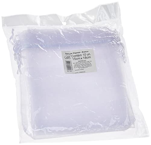 Gala Saco de Tecido de Organza Pacote de 10 Unidades, Branco, 15 x 18 cm