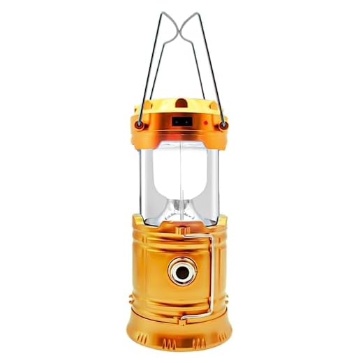 Lampião LED Lanterna Recarregável Com Luz Solar Camping Luminária Dupla Iluminação Acampamento Pesca Trilhas Multiuso Carregador USB Portátil TAMO (DOURADO)