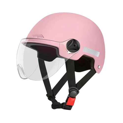 JicSuXi Casco Casco de Media Máscara Verano Circunferencia de La Cabeza Ajustable Casco de Casco de Ciclismo para Adultos Casco de Equitación, Rosa