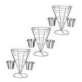 CLISPEED 3 Piezas Soporte para Patatas Fritas de Hierro Forma de Cono de Resistente y Fácil de Limpiar para Restaurantes y Bares