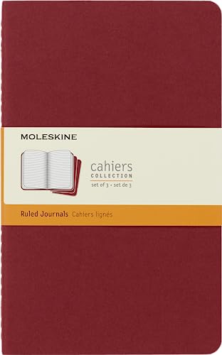 Moleskine Cahier Journal Soft Cover Large (5 x 8.25) Ruled/Lined Black 80 Pages (Set of 3)