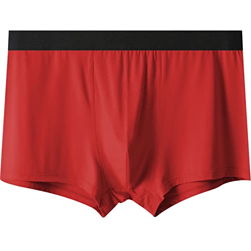 URROA Men'S Underwear Men's Big Trousers Elastic Breathable Plus Fat Plus Fat Guy Pants Plus Size Underwear Boxer Pants,red,3XL