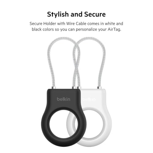 Image of Belkin AirTag Case with Wire Cable, Secure Holder Protective Cover for Air Tag, Scratch Resistance, AirTag Accessory - Black