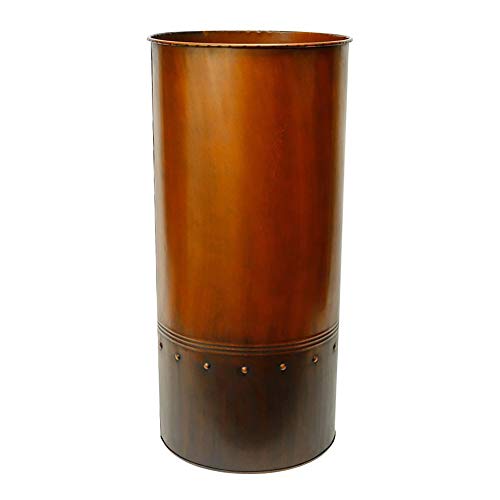 Cys Excel Zinc Metal Planter Pots (H:25" W:12") | Antique Copper Finish Cylinder Home Decor Bin | Decorative Flower Vase Nursery Planters #TOP25