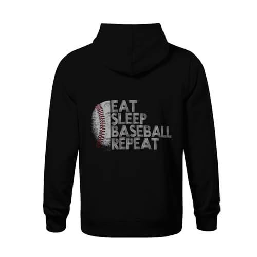 Kids Retro Eat Sleep Baseball Repeat Baseball Player Funny Baseball Boys Girls Lightweight Kangaroo Pocket Hoodies3
