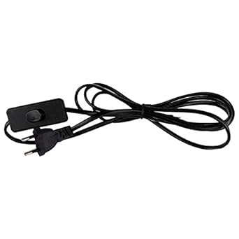 Plastic Total Led Light Long Wire With Bed Switch On Off Button For Table Lamps & Diy Projects (1.8 Meter, 60 In, Black)