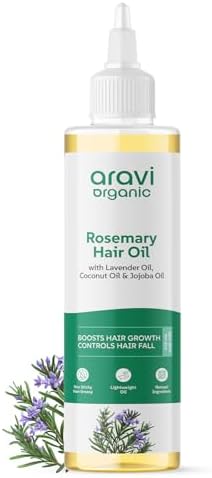 Aravi Organic Rosemary Lavender Hair Oil For Healthy Hair, Scalp, Hair Roots - 100% Pure & Natural - For Hair Growth & Hair Fall Control- 6.7 FL Oz / 200 ml