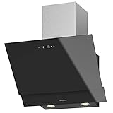 Oranier schwarze kleine kopffreie Umluft Wandhaube 60 cm Miran - effektive Dunstabzugshaube im Schräghauben Design