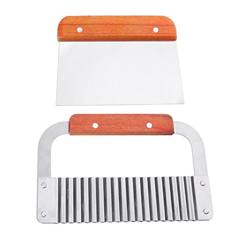 MagiDeal 2-Piece Stainless Steel Soap Cutter Set, Wavy & Straight Knife with Wooden Handle, for Soap Making & Crafts